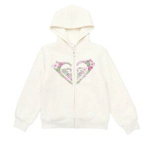 NWT Roxy Youth Beige Plush Lined Hoodie Size Large with embroidered Logo